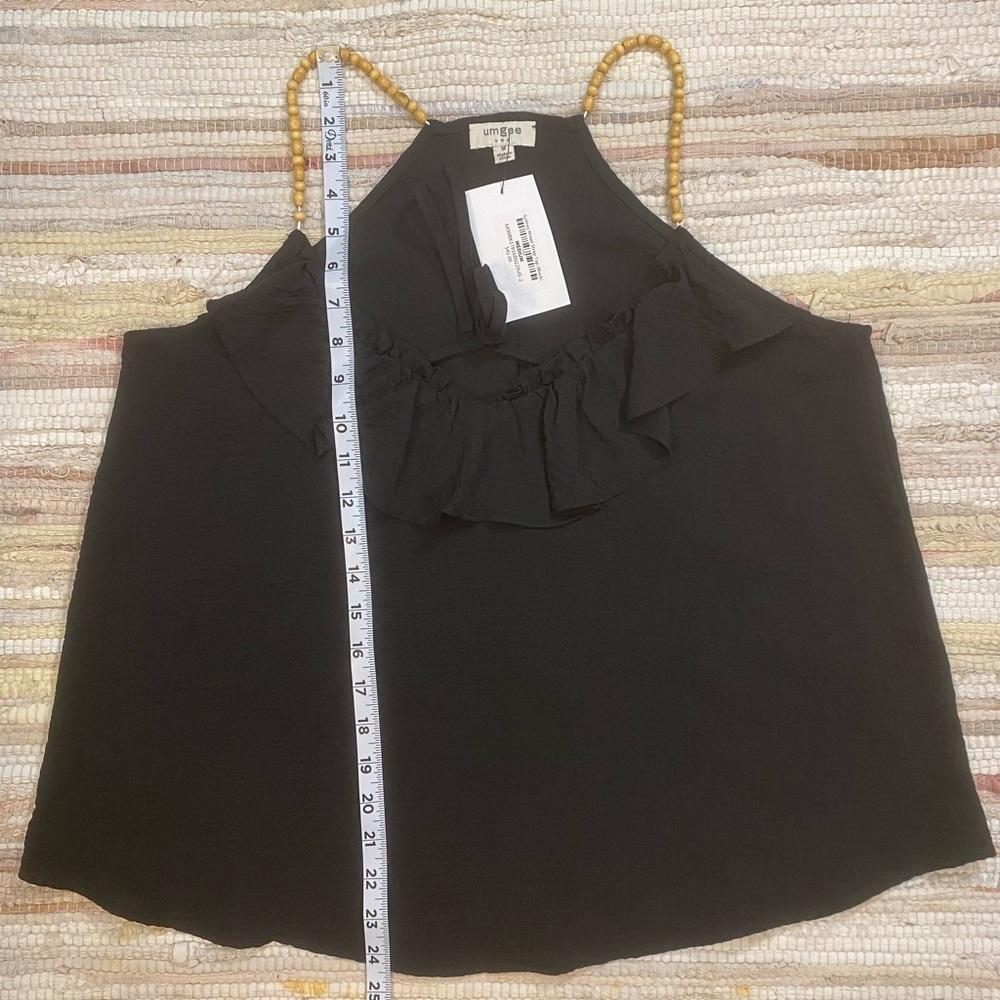 Umgee Black Beaded-Strap Linen-Blend Swing Tank NWT Size M - Picture 4 of 9
